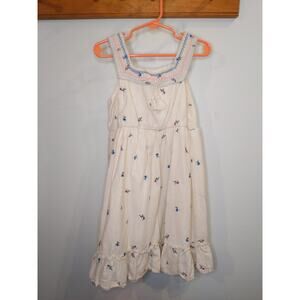 Blueberry Boulevard Girls Cottagecore Prairie Dress Embroidered Floral Size 6X